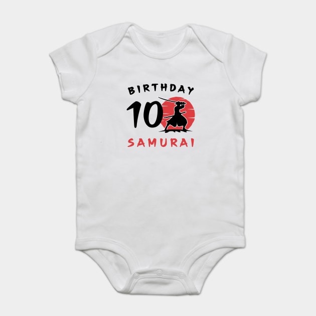 I am 10 Years Old Birthday Bday Party Gift 10th Little Ninja Samurai Japanese Warrior Baby Bodysuit by Tshirtiz